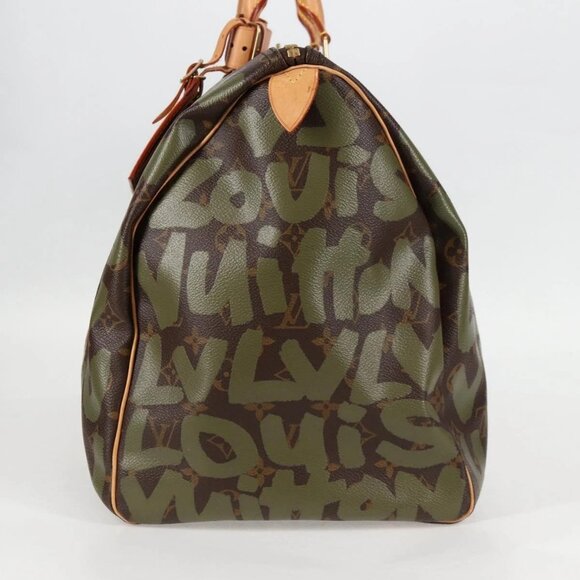 LOUIS VUITTON Monogram Graffiti Keepall 50 Boston Bag Khaki M92196 Auth 115621AM - Picture 6 of 16